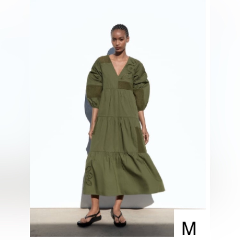 Zara green tiered maxi dress